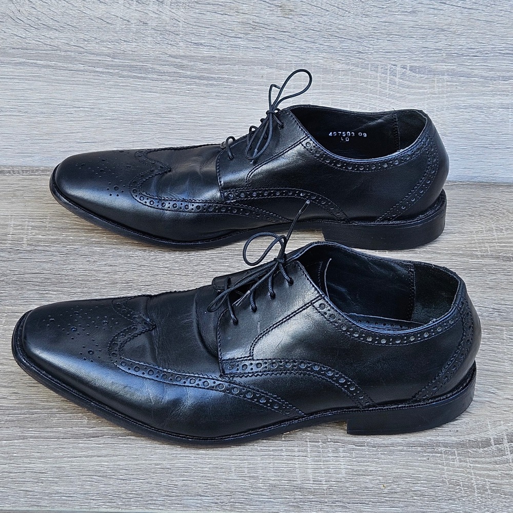 Florsheim Mens Black Leather Wingtip Oxford Dress Shoes Brogue Size 10.5 D - Picture 3 of 9